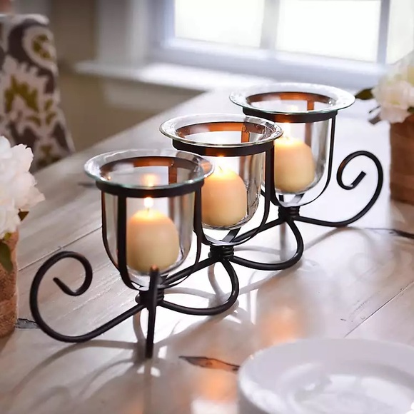 Kirklands Other - Kirkland’s Black Metal Farmhouse Style Three Candle Runner